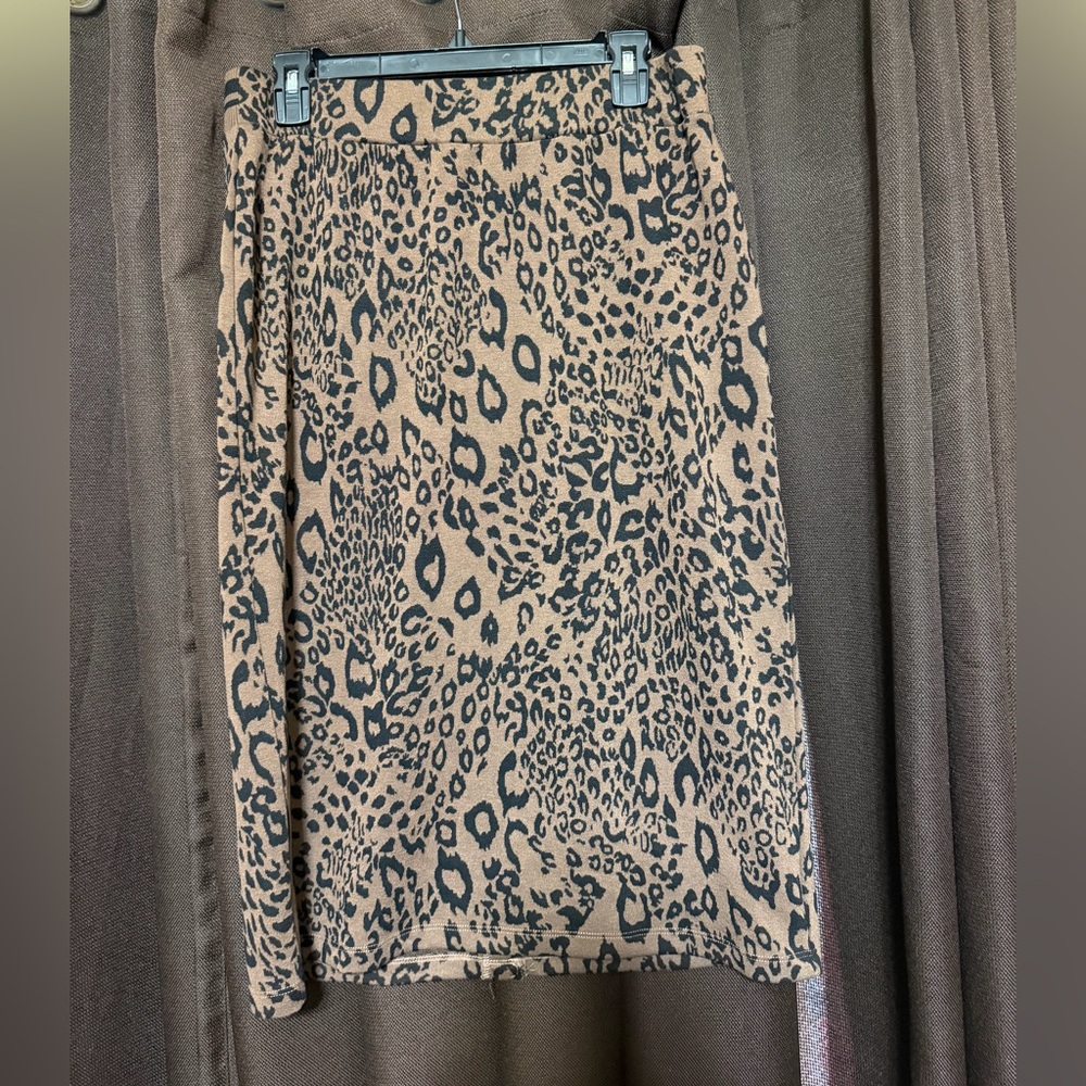 Du Jour Tan and Black Leopard Pencil Skirt